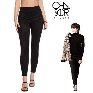 Chaser Black Faux Suede Black Leggings Size Large NWT